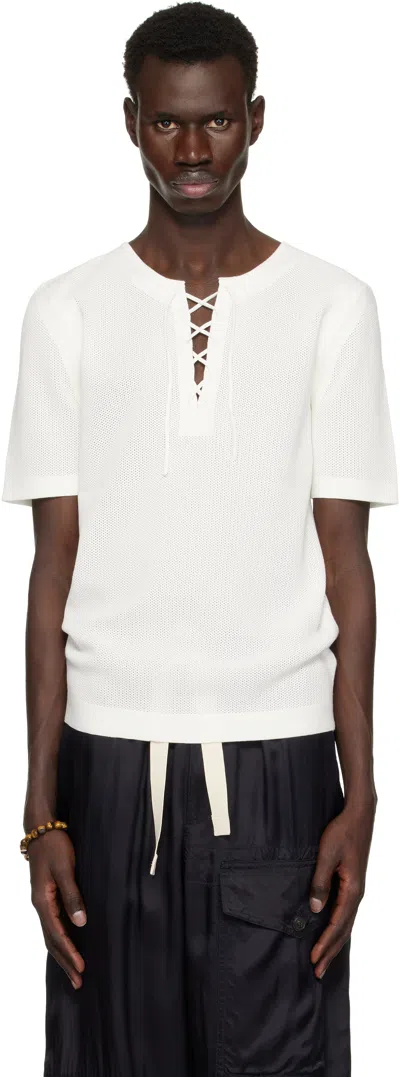 Dries Van Noten Off-white Knit T-shirt In 1 White