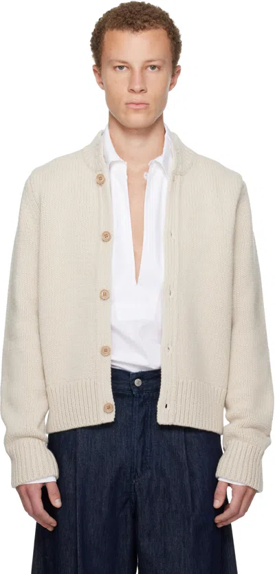 Dries Van Noten Off-white Merino Wool Cardigan In Neutral