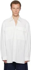 Dries Van Noten Off-white Oversized Cotton Shirt In White