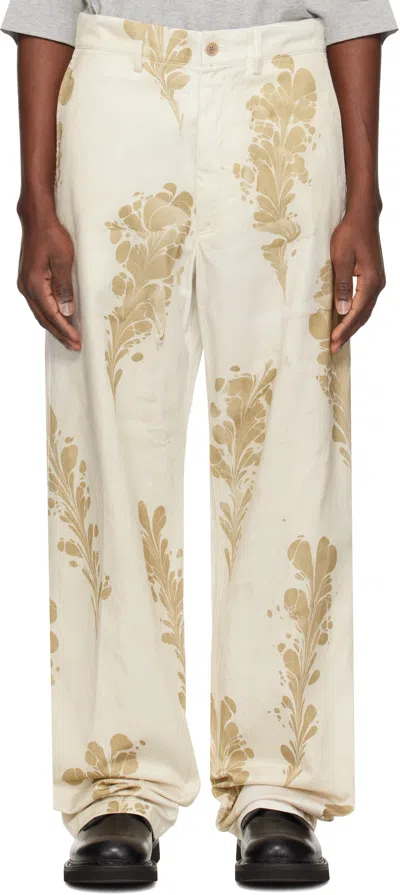 Dries Van Noten Off-white Printed Trousers In Dessin E 979