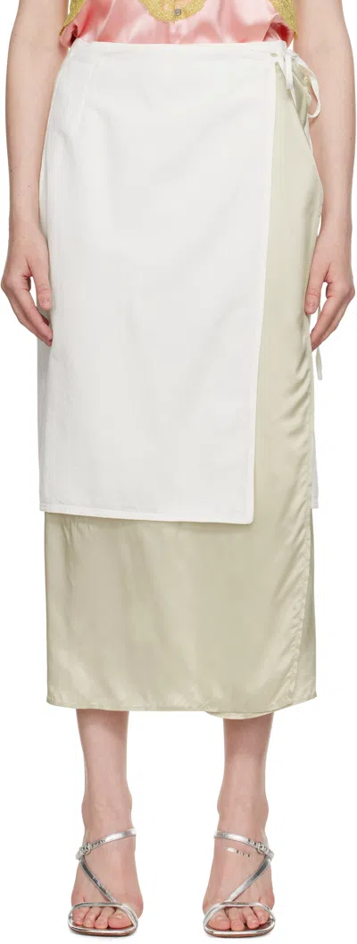 Dries Van Noten Off-white Wrap Denim Midi Skirt In 008 Off White