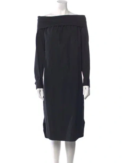 Pre-owned Dries Van Noten Off-the-shoulder Midi Length Dress In Black