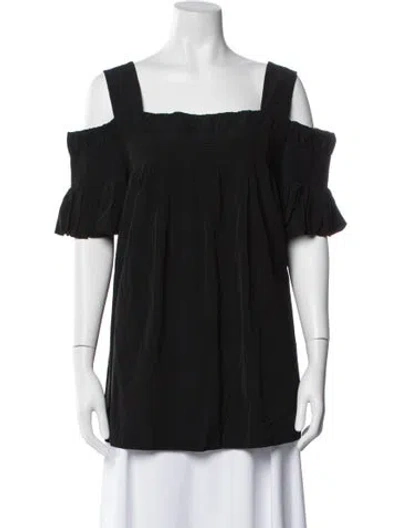 Pre-owned Dries Van Noten Off-the-shoulder Short Sleeve Top In Black