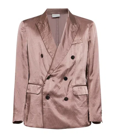 Dries Van Noten Old Rose Viscose And Cotton Double-breasted Blazer In Pink