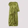 Dries Van Noten Dalant Silk Asymmetrical Dress In Olive