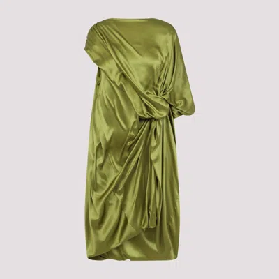 DRIES VAN NOTEN OLIVE DALANT ASYMMETRIC HEM DRESS