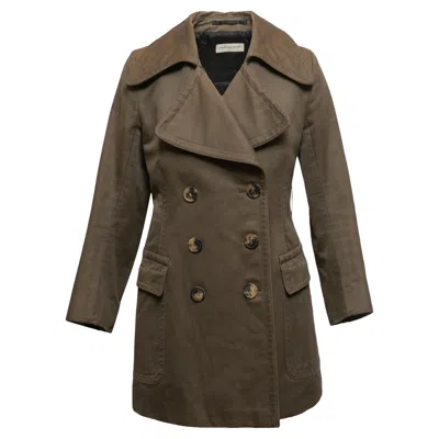 Pre-owned Dries Van Noten Olive  Double-breasted Peacoat Size Eu 40 In Black