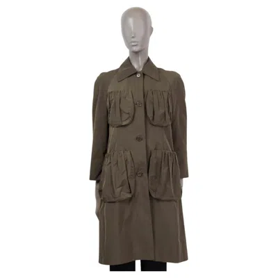 Pre-owned Dries Van Noten Olive Green Cotton Shell Pocket Coat Jacket 36 S