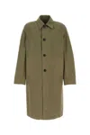 Dries Van Noten Cotton Trench Coat With Front Pockets And Long Sleeves In Green