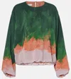 Dries Van Noten Capo Printed Silk-blend Top In Green