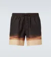 Dries Van Noten Gradient Pattern Swim Trunks In Brown