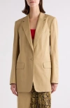Dries Van Noten One-button Cotton Twill Blazer In Beige