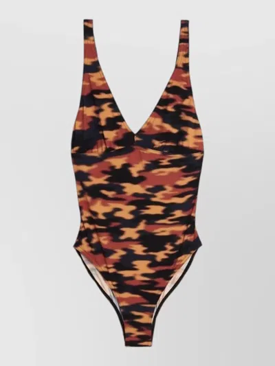 Dries Van Noten One Piece Swimsuit Polyester Deep Neckline In Multi