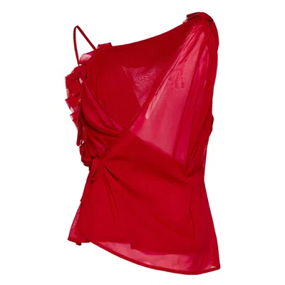 Dries Van Noten One Shoulder Ruffles Top In Multi