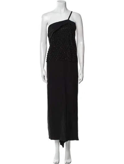 Pre-owned Dries Van Noten One-shoulder Long Dress In Blue