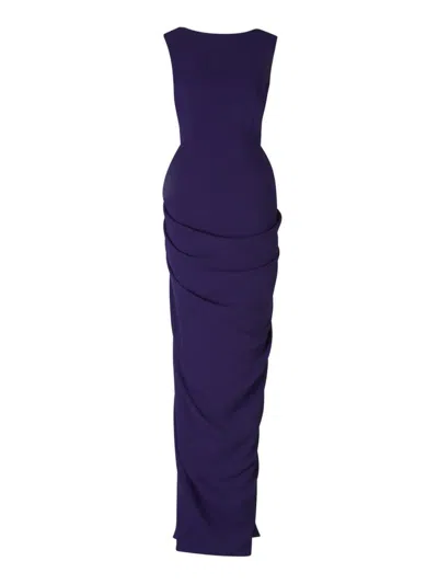Dries Van Noten Open Back Sleeveless Danama Maxi Dress In Purple