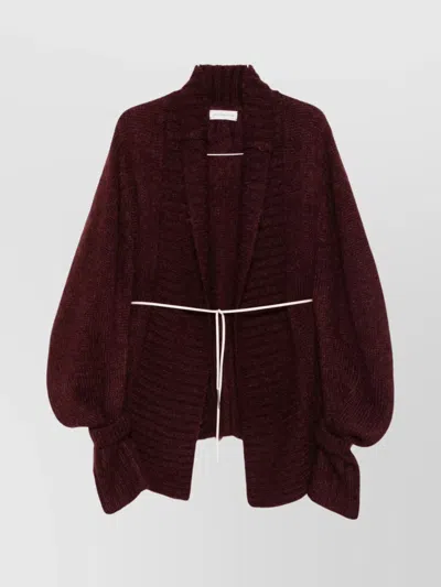 DRIES VAN NOTEN OPEN FRONT CHUNKY KNIT CARDIGAN WITH BELT