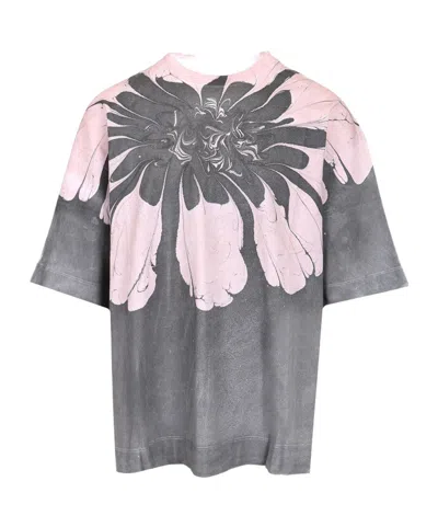 Dries Van Noten Open-necked Black Shirt In Dessin