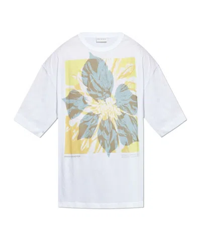 Dries Van Noten Open-necked Black Shirt In White