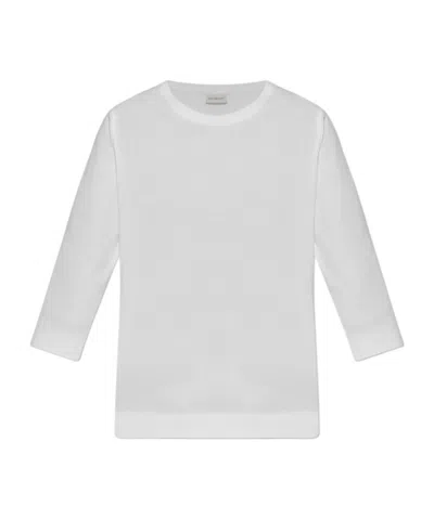Dries Van Noten Open-necked Black Shirt In White