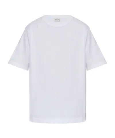 Dries Van Noten Open-necked Black Shirt In White