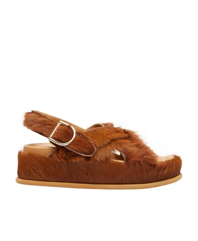 Dries Van Noten Open Toe Flat Sandals In Brown