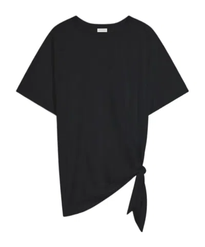 Dries Van Noten Open-necked Black Shirt