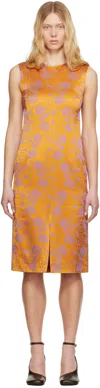 Dries Van Noten Floral-print Midi Dress In 369 Mandarin