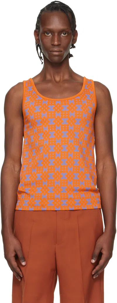 Dries Van Noten Orange & Purple Jacquard Tank Top