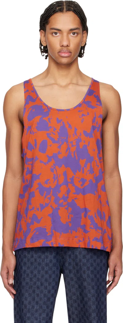 Dries Van Noten Orange & Purple Scoop Neck Tank Top In Pink