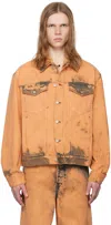 Dries Van Noten Orange Bleached Denim Jacket In 700 Light Rust