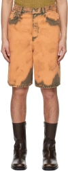 Dries Van Noten Orange Bleached Shorts In 700 Light Rust
