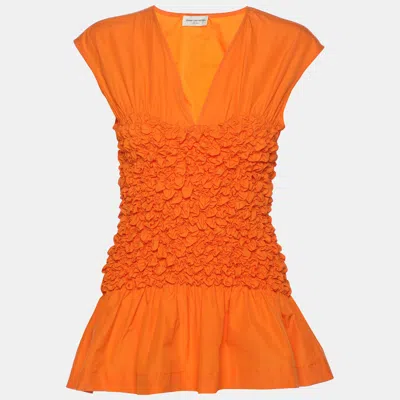 Pre-owned Dries Van Noten Orange Cotton Poplin Top M