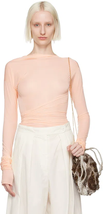 Dries Van Noten Orange Draped T-shirt In 300 Blush