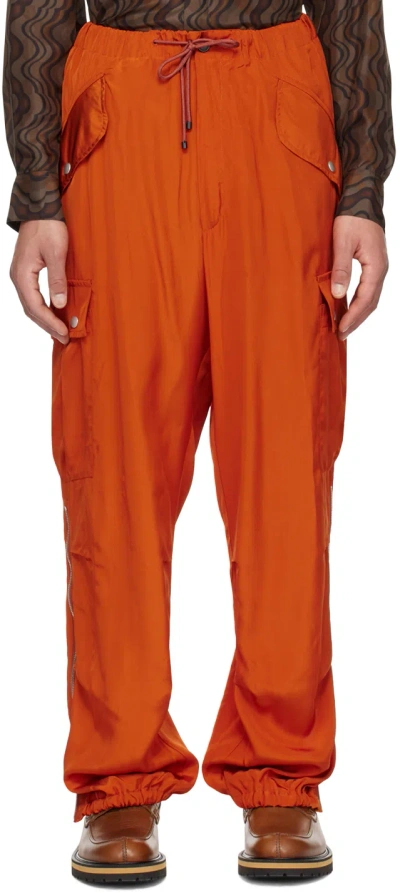 Dries Van Noten Orange Drawstring Cargo Pants In 701 Rust