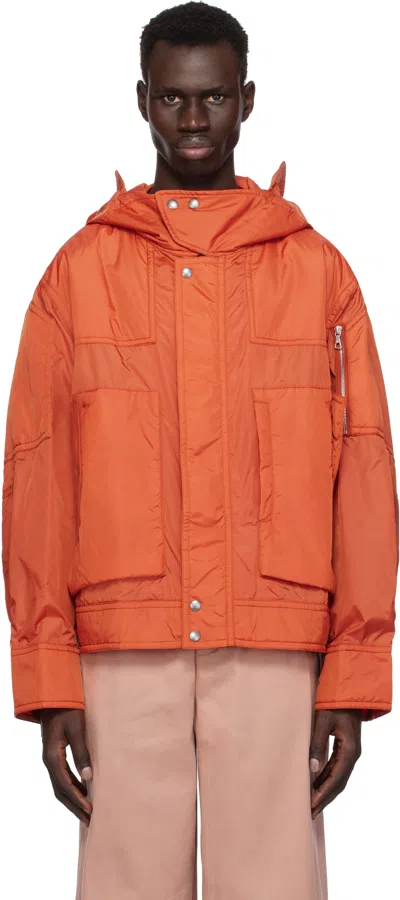 Dries Van Noten Orange Hooded Jacket In 353 Orange