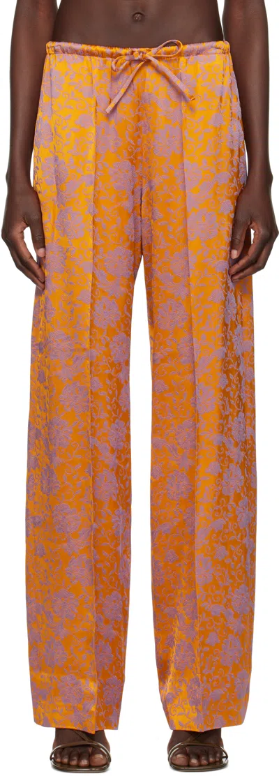 DRIES VAN NOTEN ORANGE JACQUARD TROUSERS