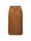 Dries Van Noten Women Orange Jacquard Viscose Blend Midi Skirt In Multi