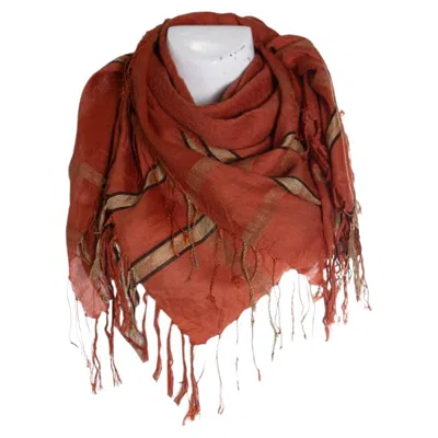 Pre-owned Dries Van Noten , Orange Jacquard Woven Scarf
