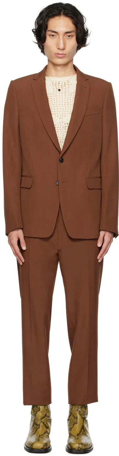 DRIES VAN NOTEN ORANGE NOTCHED LAPEL SUIT