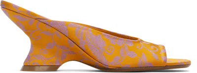 Dries Van Noten Orange Open-toe Jacquard Mules In 369 Mandarin