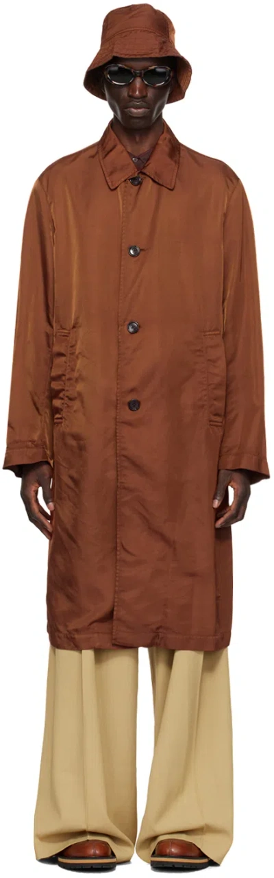 Dries Van Noten Orange Overdyed Coat In Brown