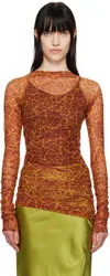 Dries Van Noten Orange Printed Long Sleeve T-shirt In 353 Orange