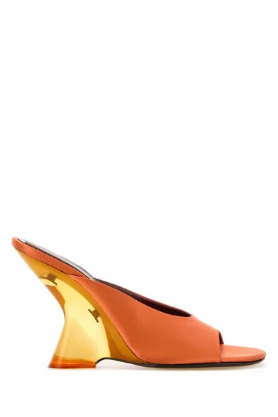 Dries Van Noten Orange Satin Mules