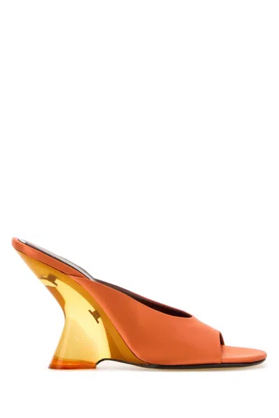 Dries Van Noten Orange Satin Mules