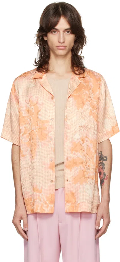 Dries Van Noten Orange Satin Shirt In 350 Peach