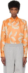 Dries Van Noten Orange Silk Shirt In 350 Peach