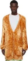 Dries Van Noten Orange Viscose Cardigan In Rust 701