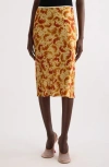 Dries Van Noten Orchid Petal Print Silk Midi Skirt In Rust
