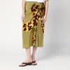 Dries Van Noten Gathered Printed Wrap-effect Satin Midi Skirt In Orange